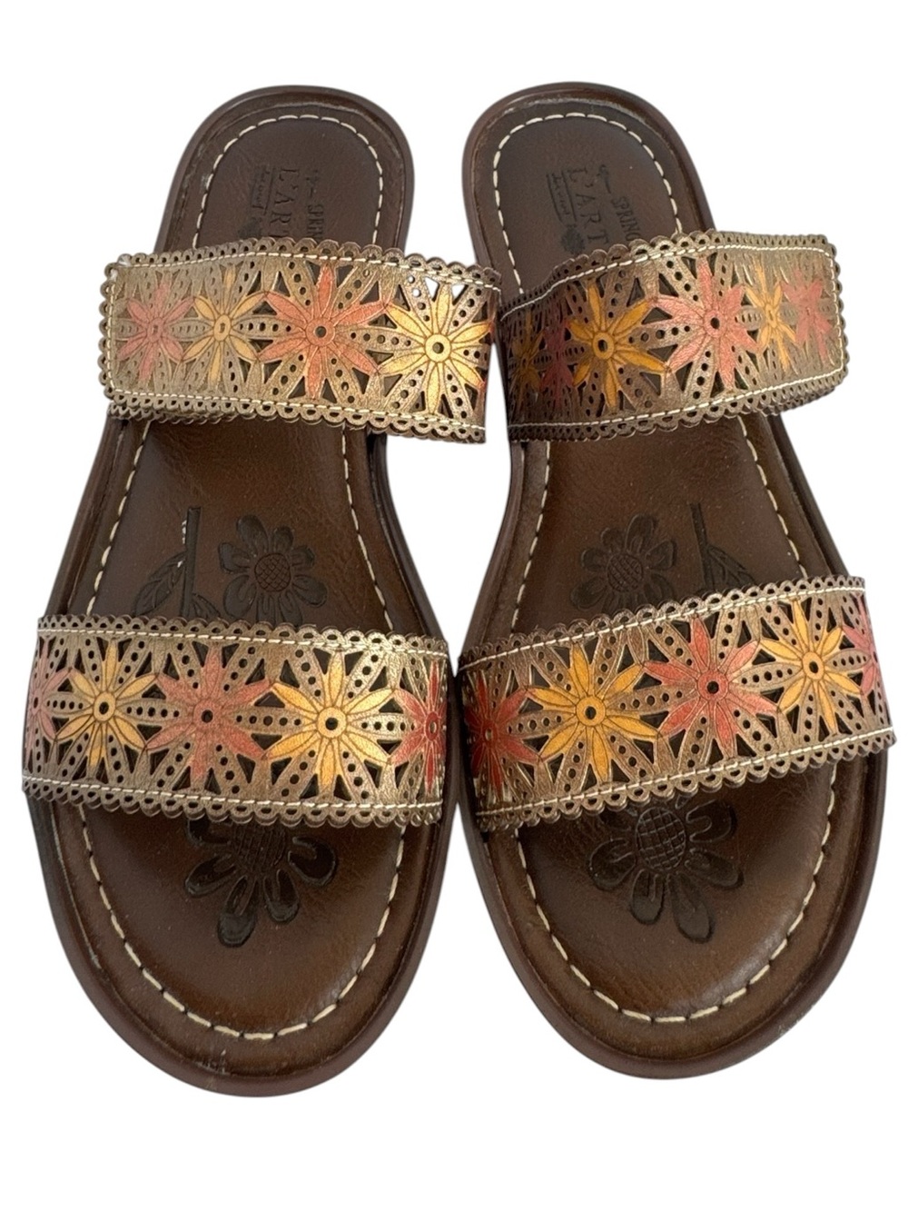 Spring Step L'Artiste Floral Leather Sandals EU 40 US 9-9.5 Boho Beach Tashika